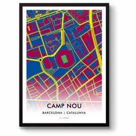 GroundDesigns FC BARCELONA Football Gift CAMP NOU Stadium Art Unframed A3 Print Map BARCA