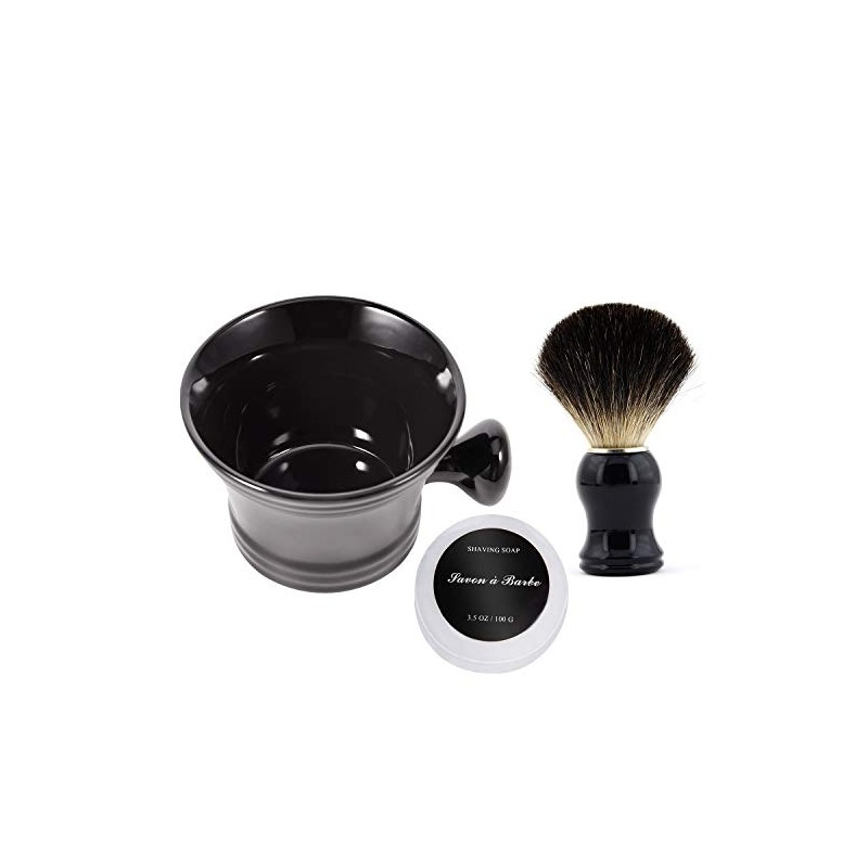 Ceramic Shaving Soap Bowl Kit For Men, Pure Badger Shaving