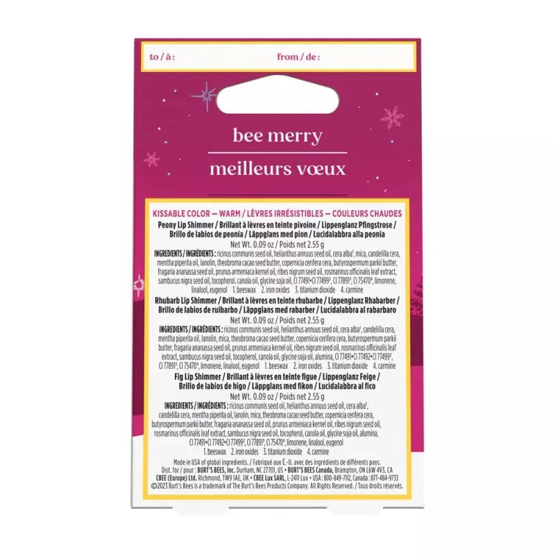 Burts Bees 버츠비 키스 가능한 컬러 웜 선물 세트 1EA
