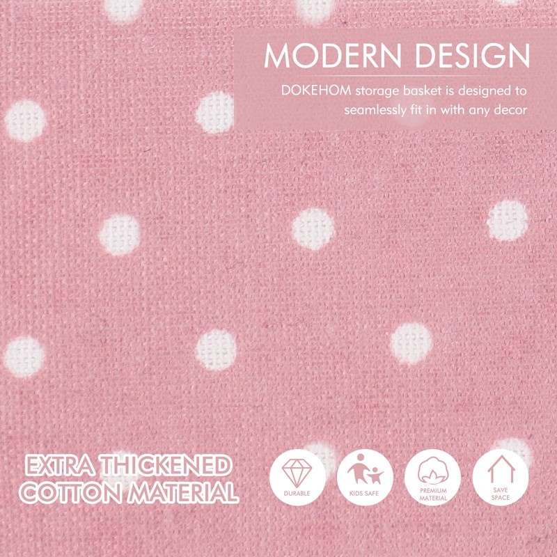 DOKEHOM 20 Inch Thickened Foldable Round Storage Laundry Baskets, Cotton