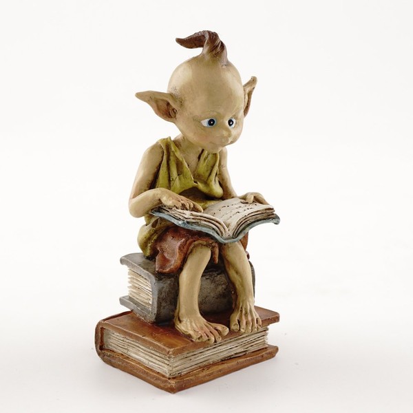 Top Collection Miniature Fairy Garden and Terrarium Statue, Garden Pixie Elf Reading Book