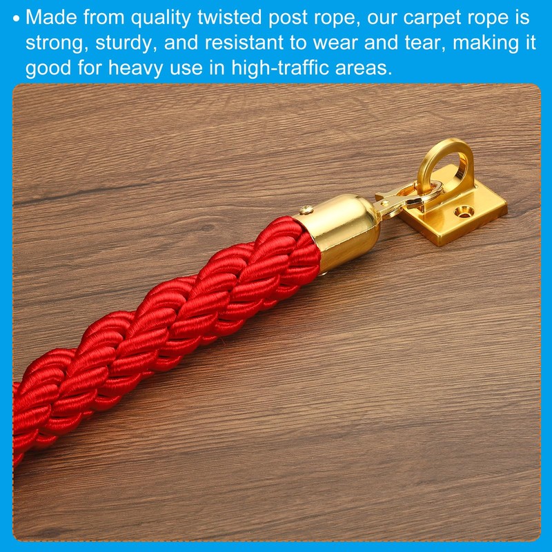 PATIKIL Stanchion Rope, 2 Pack 1.2m/3.9Ft Barrier Rope Twisted Post
