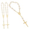 KOMBIUDA Cross Pendant Bracelet Rosary Beads Faux Pearl Baptism Present