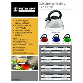 Better Chef WTK-104 3.0L STAINLESS STEEL WHISTLING TEA KETTLE - COPPER