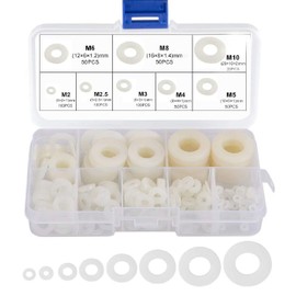 beihuazi® Washers Plastic Washers 520 Pieces Nylon Spacers M2 M2.5 M3 M4 M5 M6 M8 M10 Washers for DIY Motorcycle Doors Model Making