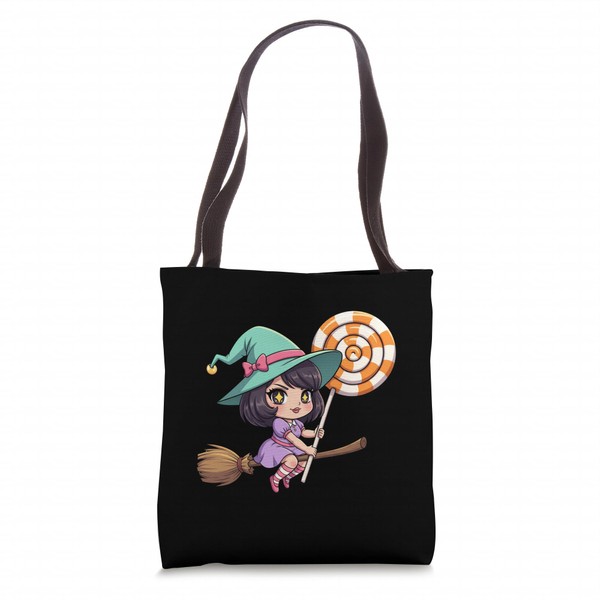 Chibi Witch Lollipop Ride Tote Bag