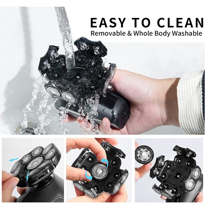 Magnetic Head Shaver Replacement Heads 7 Double Ring Waterproof Rotary