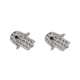 Zac's Alter Ego Alternative Jewellery Silver Hamsa Stud Earrings with Black Stones