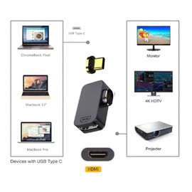 cablecc Magnetic Angled Type USB-C Type C to HDMI HDTV Monitor Converter Adapter 4K 2K 60Hz for Tablet & Phone & Laptop