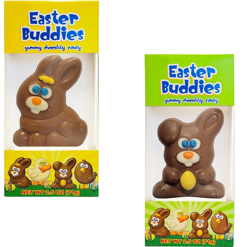 Fruidles Large Easter Buddies Milk Chocolate Bunnies 12-Pack, Individually Wrapped