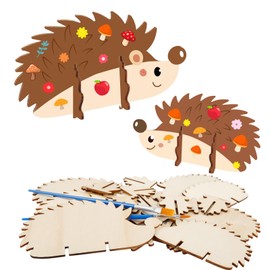 DKINY Pack of 10 3D Wooden Hedgehogs Hedgehog Wooden Craft Sets for Children in 2 Sizes, Creative Art & Craft Supplies, 3D Hedgehogs for Crafts and Painting, Ideal Gifts for Boys Girls in Autumn
