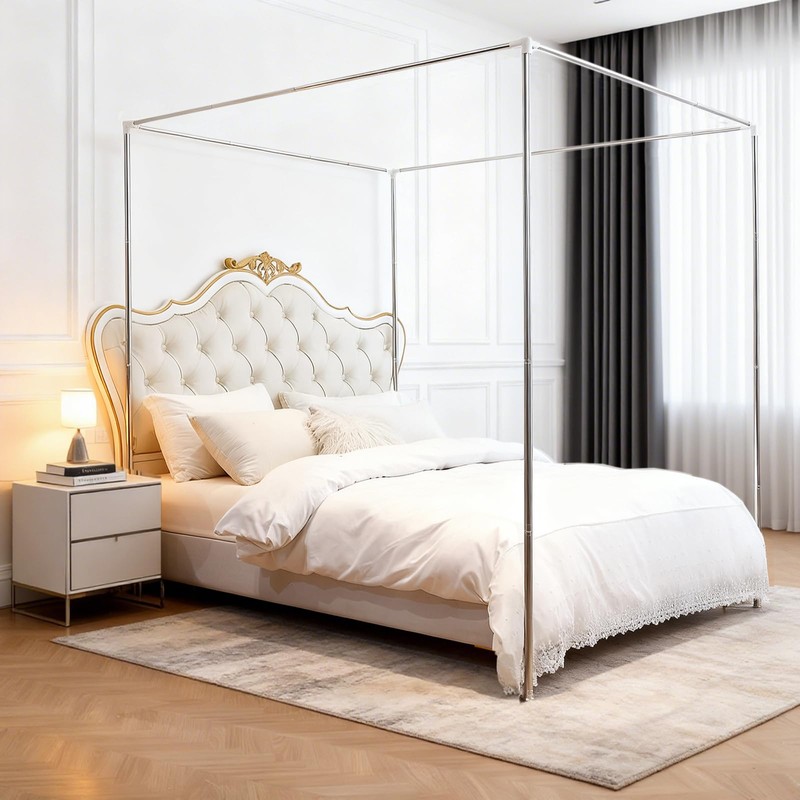 Canopy Bed Poles Stainless Steel Metal Frame 4 Corner Post
