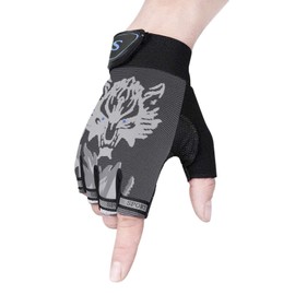 Children's Gloves, Sports Gloves, Half Finger, Smartphone Compatible, Fingertip Gloves, Mesh, Thin, Gloves, Summer, Breathable, Sunscreen, Injury Prevention, Anti-Slip, Boys, Girls, Juniors, Cool Wolf Illustration, Half Finger, Outdoor, Bicycle, Bike, Cy