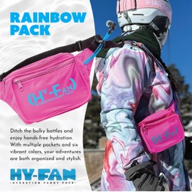 HY-FAN Hydration Fanny Pack with Bladder, 17oz BPA-Free, Hands-Free Design, Secure Pockets, Ideal for Athletic Outdoor Activities, Travel and More - Purple