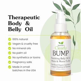 Clearly BUMP, Aceite Orgánico para la Barriga de Mamás y Futuras Mamás | Humectante para la Elasticidad de la Piel, Piel Estirada, Estrías y Cicatrices | Aceite Corporal para Embarazo y Postparto