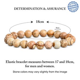 VERTIGE JASPE Lithotherapy Bracelet, 8mm Mineral Stones Source of Psychic and Physical Well-being, Soothing and Comforting, Brings SERENITY and ASSURANCE, Women's/Men's Bracelet