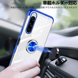 Arrows We2 Case Clear with Ring Shockproof TPU Bumper Plating for F-52E/FCG02 Protective Cover Transparent Lightweight Thin Anti-Fingerprint Car Holder for Arrows We2 Blue MD-DDZH-11-03