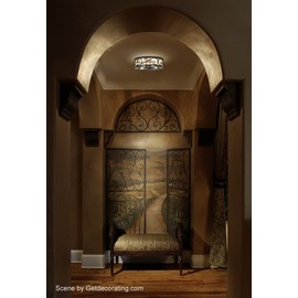 John Timberland Natural Mica Collection Farmhouse Rustic Ceiling Light Flush Mount Fixture 12" Wide Dark Walnut Drum Shade for Bedroom Hallway Living Room Dining Room Bathroom Kitchen