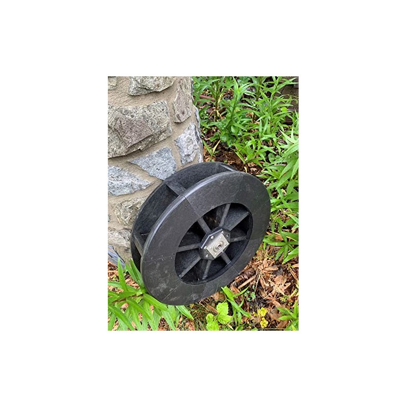 Amish-Made Small Round Black Poly Decorative Water Wheel