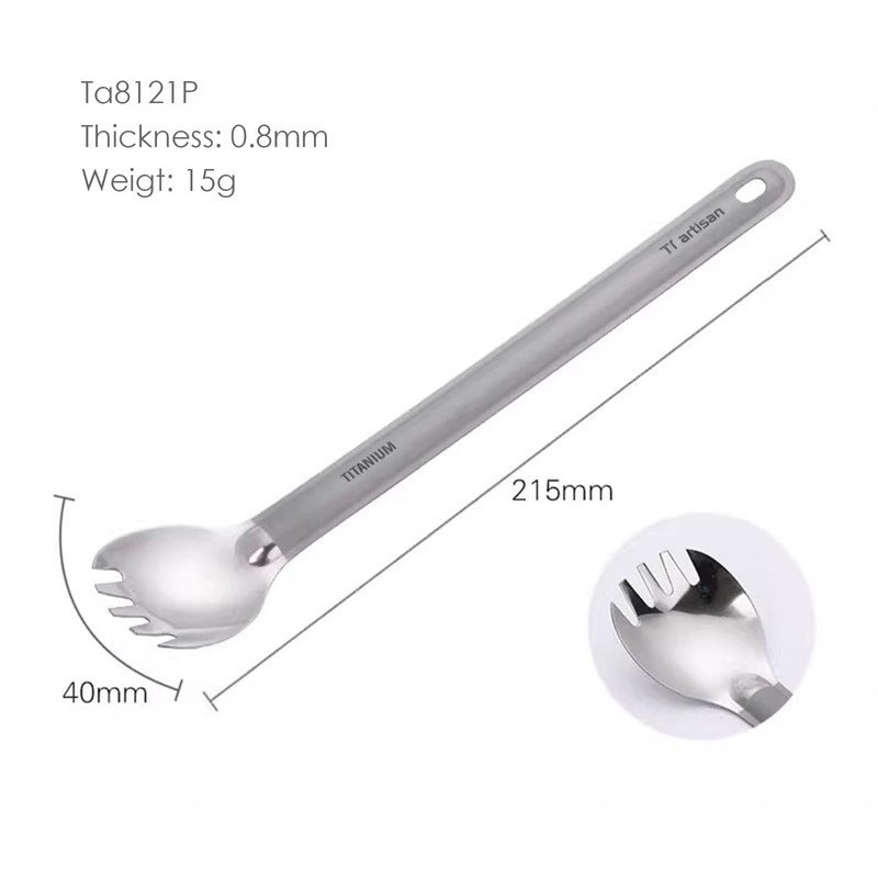 Titanium Spork or Long Handle Spoon Camping Utensils 8.5 in