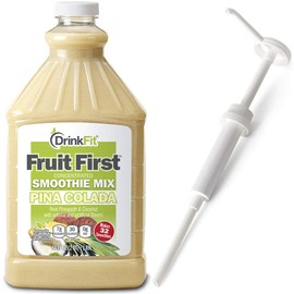 DrinkFit Fruit Smoothie | Real Fruit Puree, Low Sugar, Gluten:Free & Non:GMO, Pina colada Smoothie Mix : Makes 32 Smoothies, 64 Fl Oz with Dispensing Pump (Pina Colada)