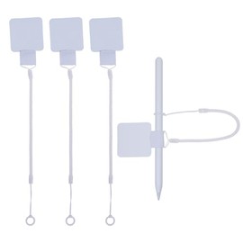 Mini Skater Plastic Elastic Tether Lanyard with Silicone Ring & Pen Loop Holder for Tethering Stylus Pen to Drawing Tablet, White (1)