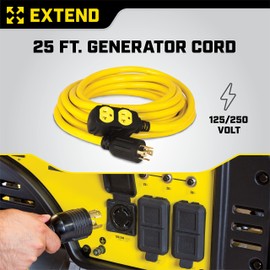 Champion Power Equipment 25-Foot 30-Amp 125/250-Volt Duplex-Style Generator Extension Cord (L14-30P to four 5-20R)