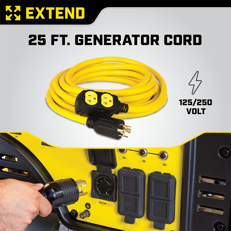 Champion Power Equipment 25-Foot 30-Amp 125/250-Volt Duplex-Style Generator Extension Cord