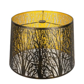 ALUCSET Extra Large Lampshade 14'' Top 16'' Bottom 11'' High Etched Metal Forest Design Metal Lamp Shade For Floor Lamps in Living Room, Bedroom, Decor, Spider Fitter, Antique Bronze and Gold Plated