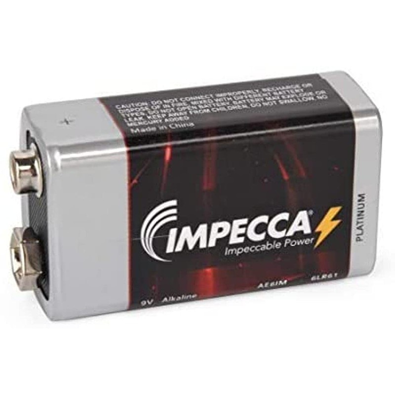 IMPECCA 9 Volt Batteries, High Performance 9V Alkaline Batteries, 6LR61,