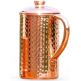Pure Copper Hammered Water Jug for Ayurveda Health Benefits - 1.5 Liter Copper Pitcher Capacity Made of Pure Copper (Hammered Jug)