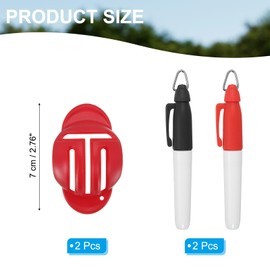 PATIKIL Golf Ball Line Marker Tool, 1 Set Golf Ball Alignment Marking Tool Golf Ball Liner with Line Marker Stencil for Putting Ball Markers with 2 Color Marker Pens, Red