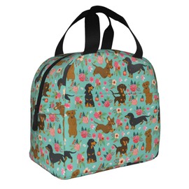 VIELEGELD Dachshund Lunch Bag, Reusable Insulated Lunch Box Large Capacity Meal Tote For Kids Women Men Cooler Bag, Durability Of Lunch Tote For Work School Picnic Travel
