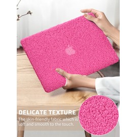 Ksriylm Compatible with MacBook Air 15 inch Case 2023 Release A2941 M2 Chip Liquid Retina Display Touch ID,Fluffy Fuzzy Plush Downy Plastic Hard Shell Case with Keyboard Cover,Hot Pink