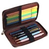 Risedot Zippered Pen Organizer, Leather Zippered Pen Pouch, Fountain Roller