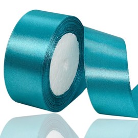 Turquoise Blue Satin Ribbon 1-1/2 Inches x 25 Yards, Solid Color Fabric Ribbon for Gift Wrapping, Crafts, Hair Bows Making, Wreath, Wedding Party Decoration and Sewing Projects