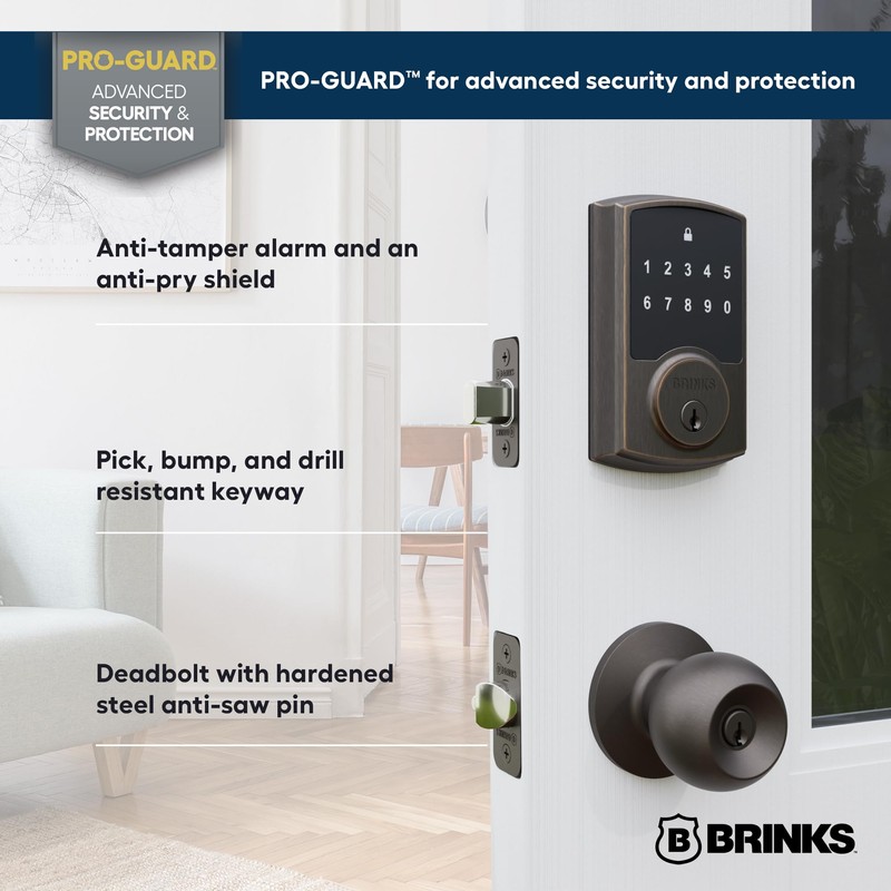 Brinks Keyless Entry Electronic Touchpad Door Lock - Backlit Keypad