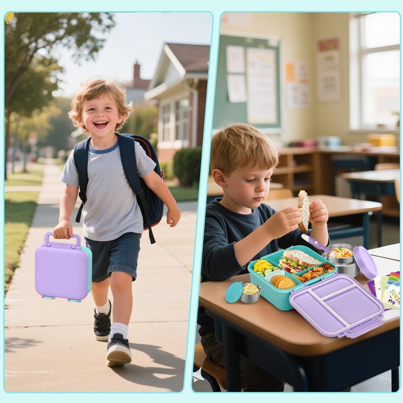 Kids Bento Lunch Box with 9oz Soup Thermo Leakproof Lunch