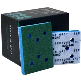 Serious Grit - 3" x 4" Foam Abrasive 220-240 Finish Sanding Pads - Fits Surfprep, Uneeda Ekasand, & Mirka - 1/2" Thick Soft Foam Hook & Loop Sandpaper Pads for 3x4 Sanders - Made in USA - 10 Per Box