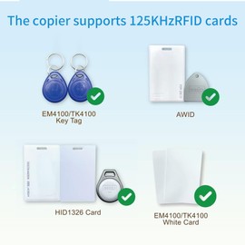 RFID Reader Writer & Copier - Handheld Portable RFID Duplicator for T5577 Cards, Compact RFID Writer for Home & Office (5pcs T5577 Keychains + 5pds T5577 Cards)