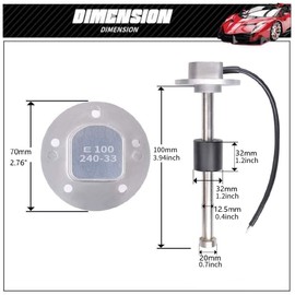 ZHSYMX Fuel Sending Unit and Gauge Kit Boat Fuel Sender Fuel Water Level Sensor 240-33ohms 4" (100mm) Fuel Tank Sender Stainless Steel Gas Sensor for Boat Car Truck Vehicle
