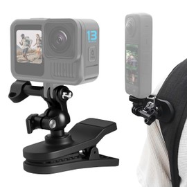 FiTSTILL Backpack Clip for Action Cameras, 360° Adjustable Ball Head, Perfect for Go Pro Hero 13/12/11/10/9/8/7/6/MAX/4k, DJI Action 6/5pro/4/3/2/1, Insta 360X5/X4/X4 air/X3/Ace Pro 2
