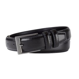Sportoli Belts for Men Mens Belt Buckle Genuine Leather Stitched Uniform Dress Belt - Black Perforated - Size 44 (Waist 42)