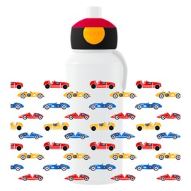 Mepal Pop-up Campus Water Bottle, Water Bottle for Children, Racing Car, Leak-proof Bottle for School, Reusable, BPA-Free & Dishwasher Safe, 400 ml, Racing Car Pattern