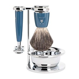 MÜHLE 4-Piece Rytmo Pure Badger Shaving Set with Bowl, Petrol Blue