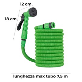 Baroni Home Garden Hose Extendable to 7.5 Meters Garden Hose Watering Washing and Cleaning Easy to Store Ergonomic 7 Jet Gun Made of Non-Slip Rubber