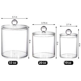 YOUEON Pack of 6 Acrylic Cotton Pads Holder with Lid 240/540/840 ml Cotton Buds Holder Cotton Pad Storage Acrylic Qtip Holder Cotton Pads Container Dispenser with Lid Cosmetic Box for Cosmetics