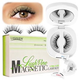 LASHVIEW Magnetic Eyelashes, Natural Look, 1 Pair of Magnetic Eyelashes with Applicator, No Glue Required, Magnetic Eyelashes, Magnetic Lashes Set, Easy to Wear and Remove (R01)