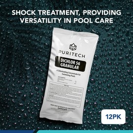 Puri Tech Sodium Dichlor Chlorine Shock Granules for Sanitizing Hot Tubs and Spas – Fast-Acting, pH Balanced Sanitizer - 56% Available Chlorine, 99% Sodium-Dichlor-4 Pound