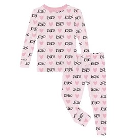 Kickee Pants Unisex Print Long Sleeve Pajama Set (Big Kid), Shrinking Violet XOXO